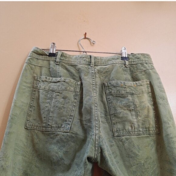 Anthropologie The Wanderer Green Leaf Jacquard Straight Leg Jeans 28 - Picture 4 of 9